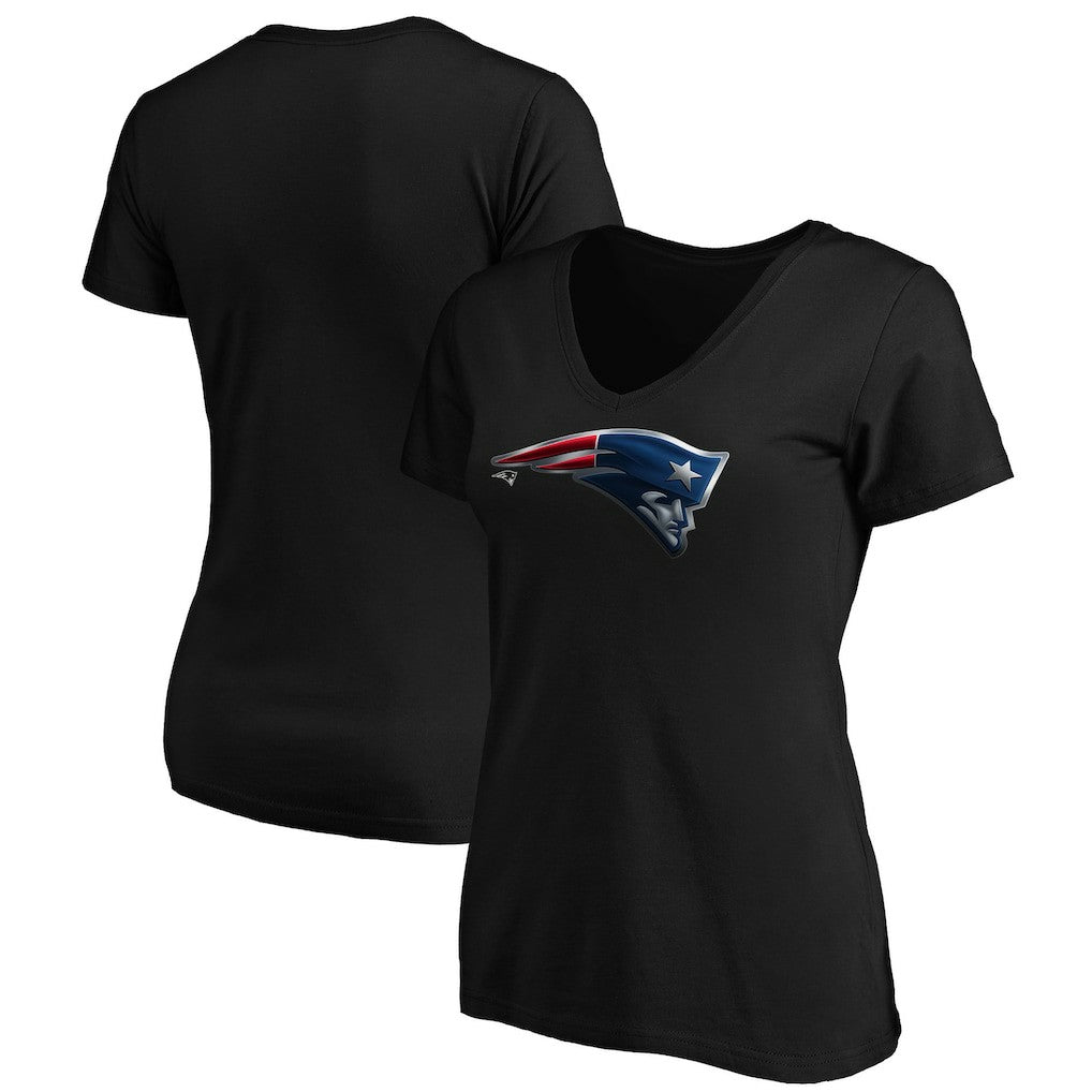 New England Patriots Women's Midnight Mascot Logo V-Neck T-Shirt - Black T-shirts