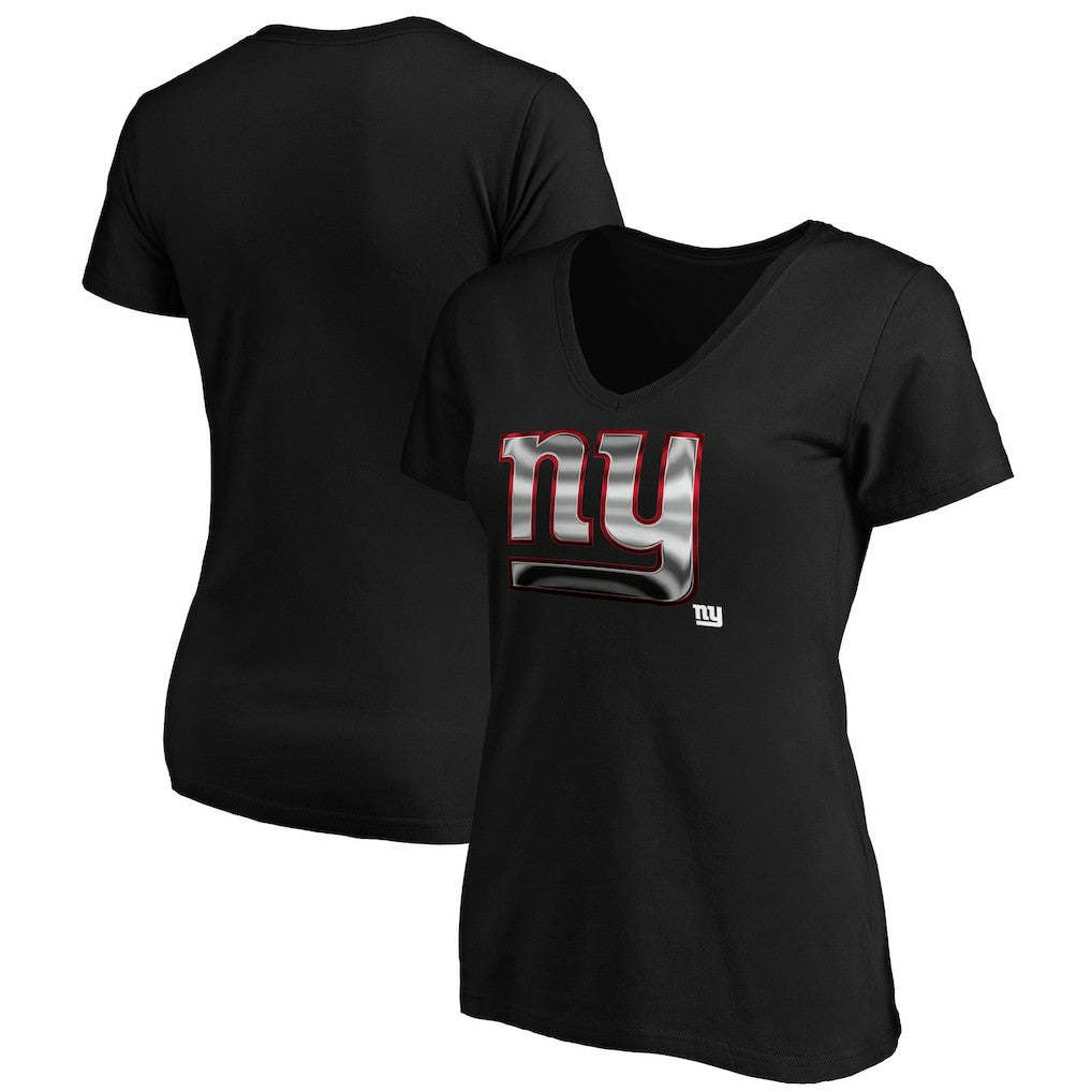 New York Giants Women's Midnight Mascot Logo V-Neck T-Shirt - Black T-shirts