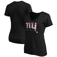New York Giants Women's Midnight Mascot Logo V-Neck T-Shirt - Black T-shirts