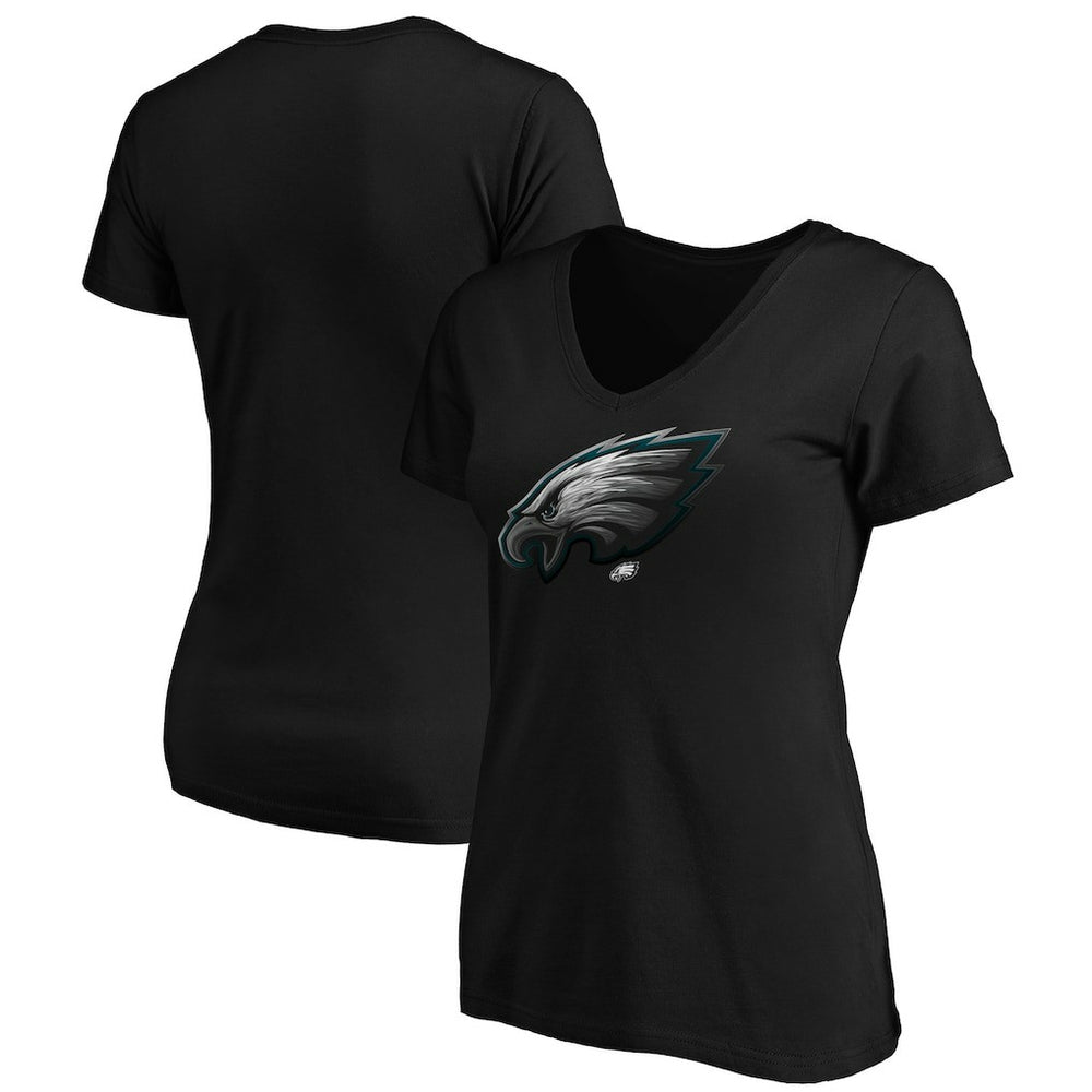 Philadelphia Eagles Women's Midnight Mascot Logo V-Neck T-Shirt - Black T-shirts
