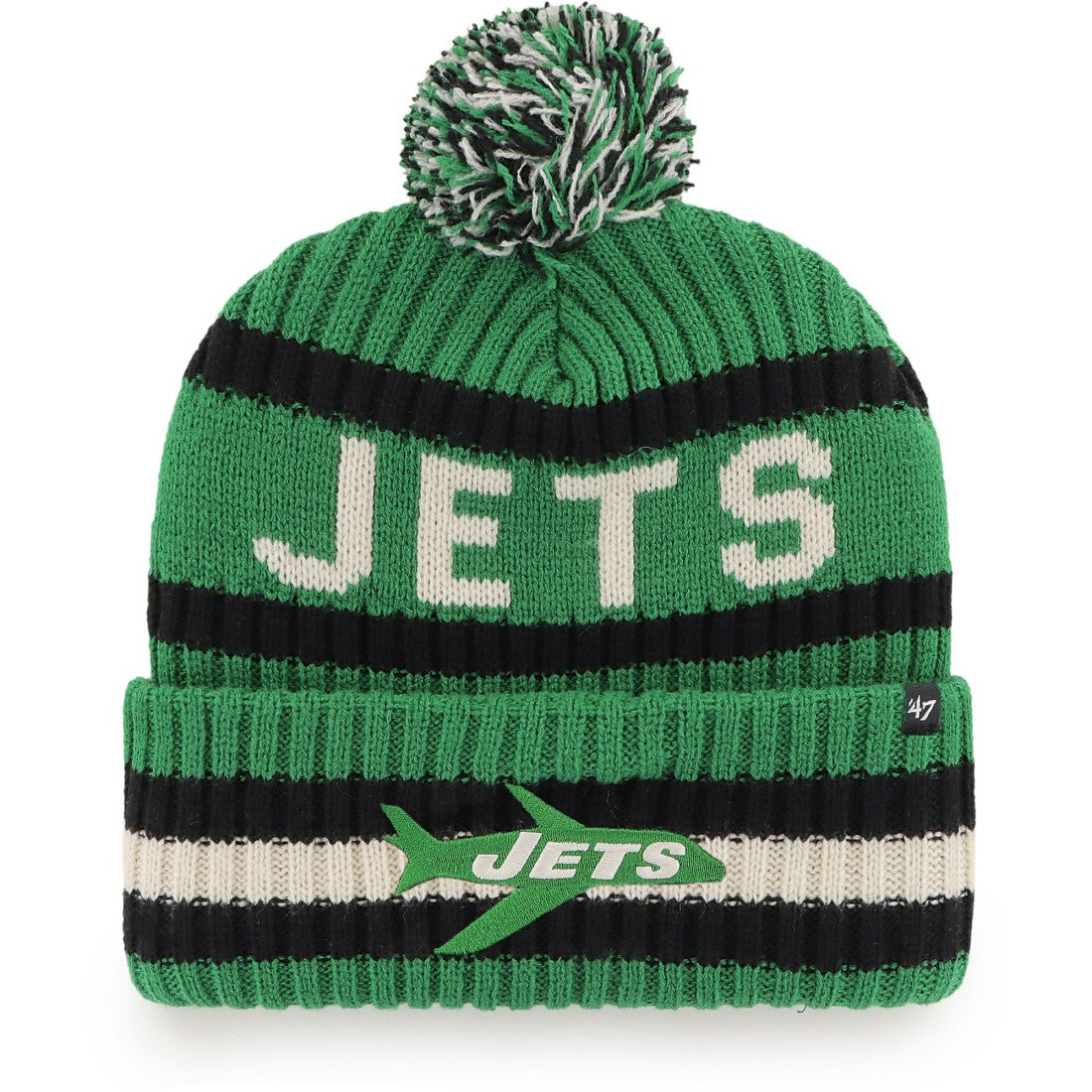 New York Jets '47 Bering Cuffed Knit Hat with Pom - Kelly Green Hats