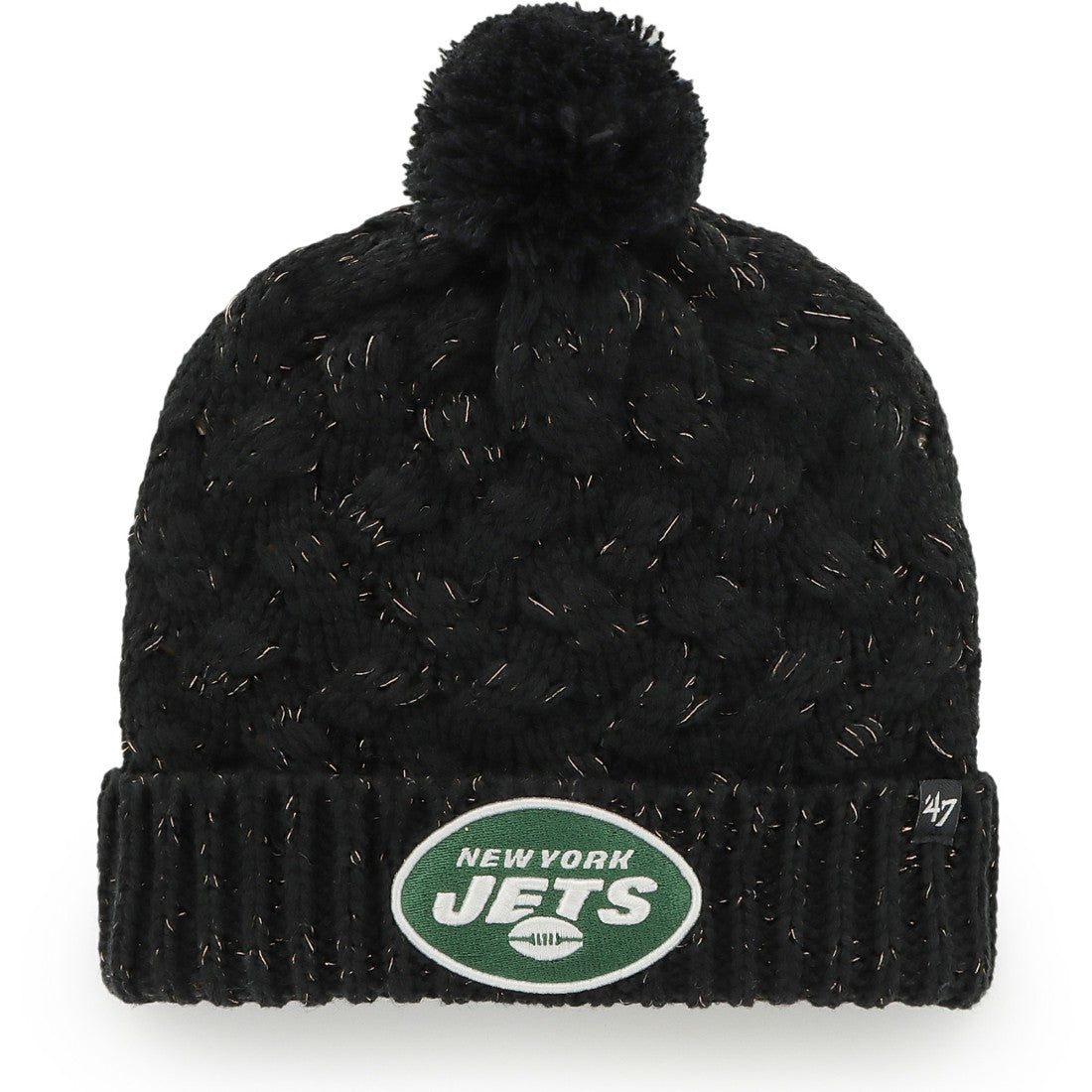 New York Jets '47 Women's Fiona Logo Cuffed Knit Hat with Pom - Black Hats