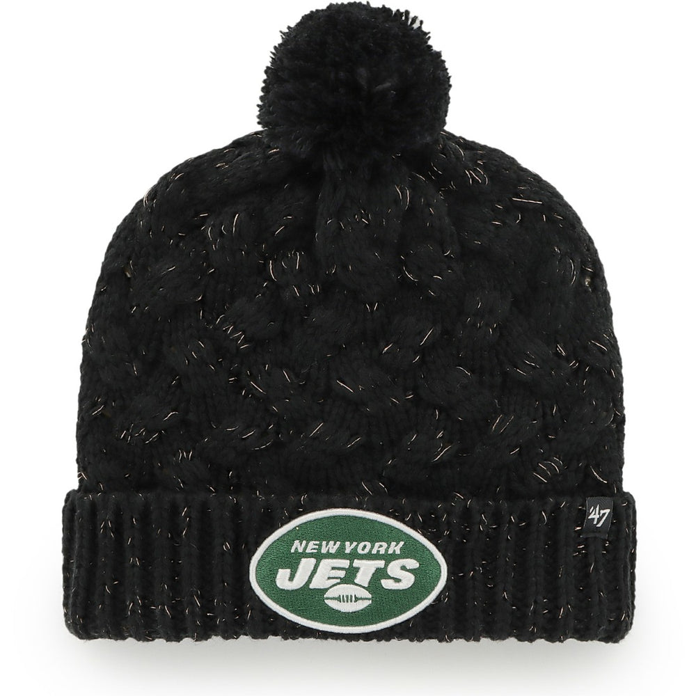 New York Jets '47 Women's Fiona Logo Cuffed Knit Hat with Pom - Black Hats