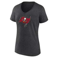 Tampa Bay Buccaneers Women's Primary Team Logo V-Neck T-Shirt - Charcoal T-shirts