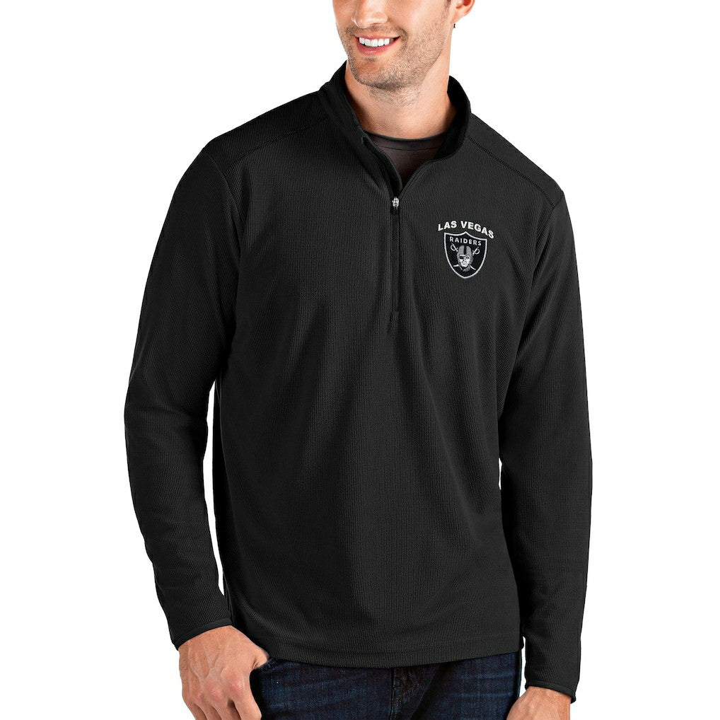 Las Vegas Raiders Antigua Glacier Quarter-Zip Pullover Jacket - Black Pullover