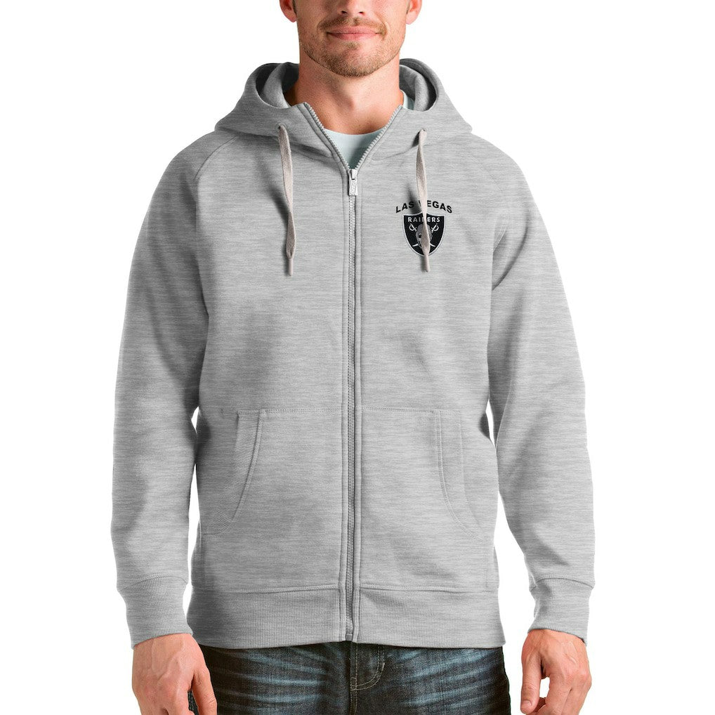 Las Vegas Raiders Antigua Victory Full-Zip Hoodie - Heather Gray Hoodies