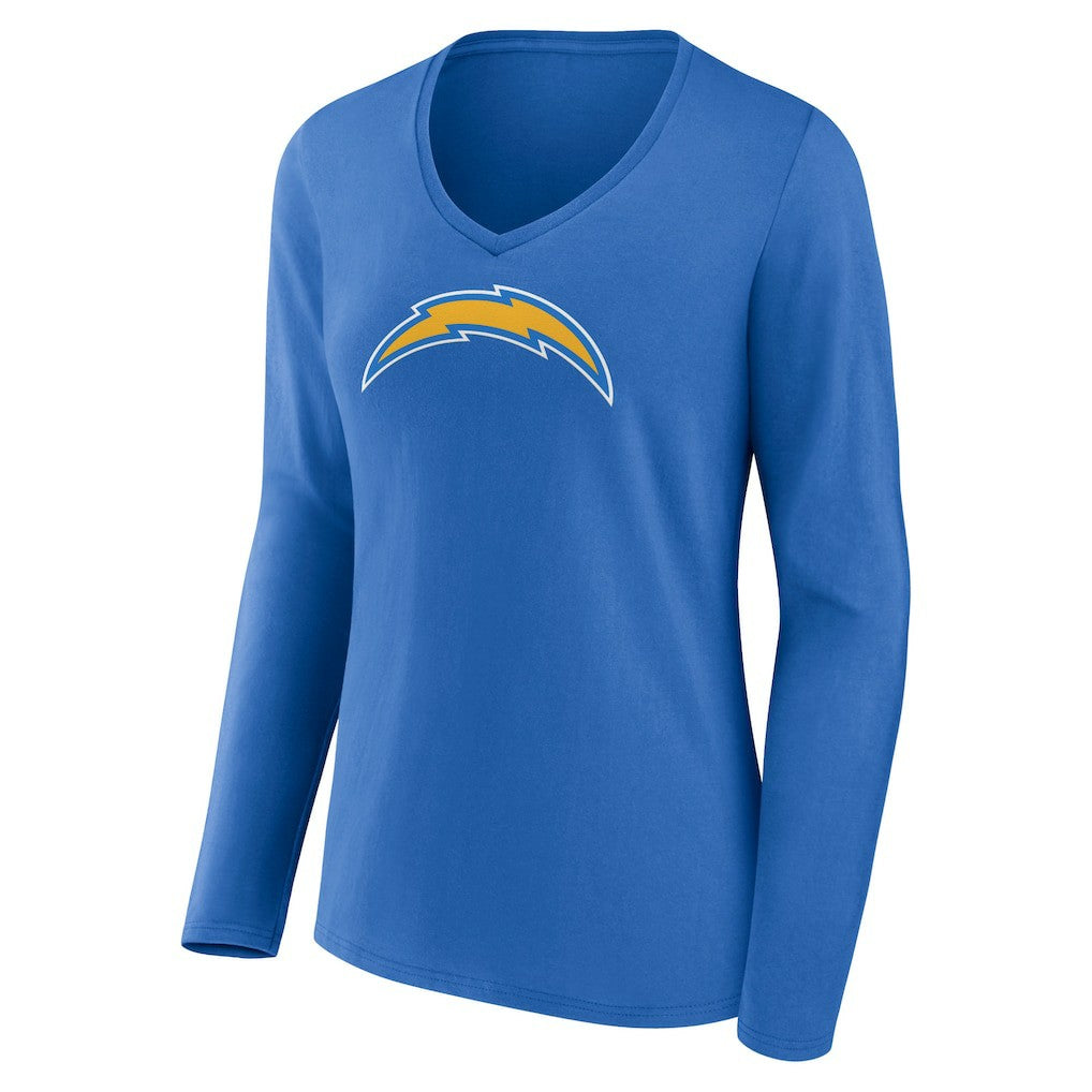 Los Angeles Chargers Women's Primary Team Logo Long Sleeve V-Neck T-Shirt - Powder Blue T-shirts
