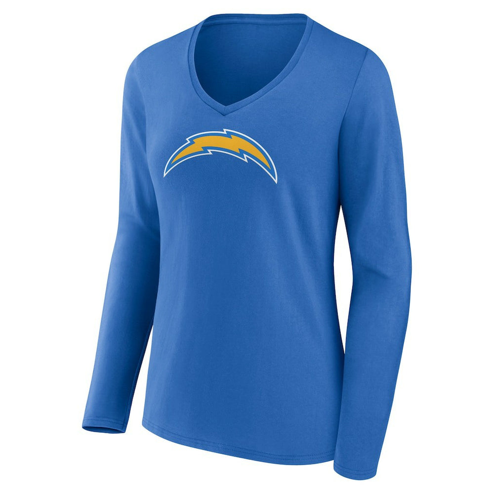 Los Angeles Chargers Women's Primary Team Logo Long Sleeve V-Neck T-Shirt - Powder Blue T-shirts