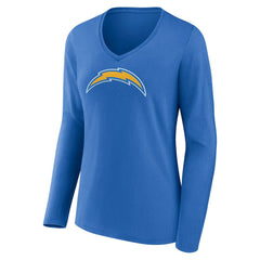 Los Angeles Chargers Women's Primary Team Logo Long Sleeve V-Neck T-Shirt - Powder Blue T-shirts