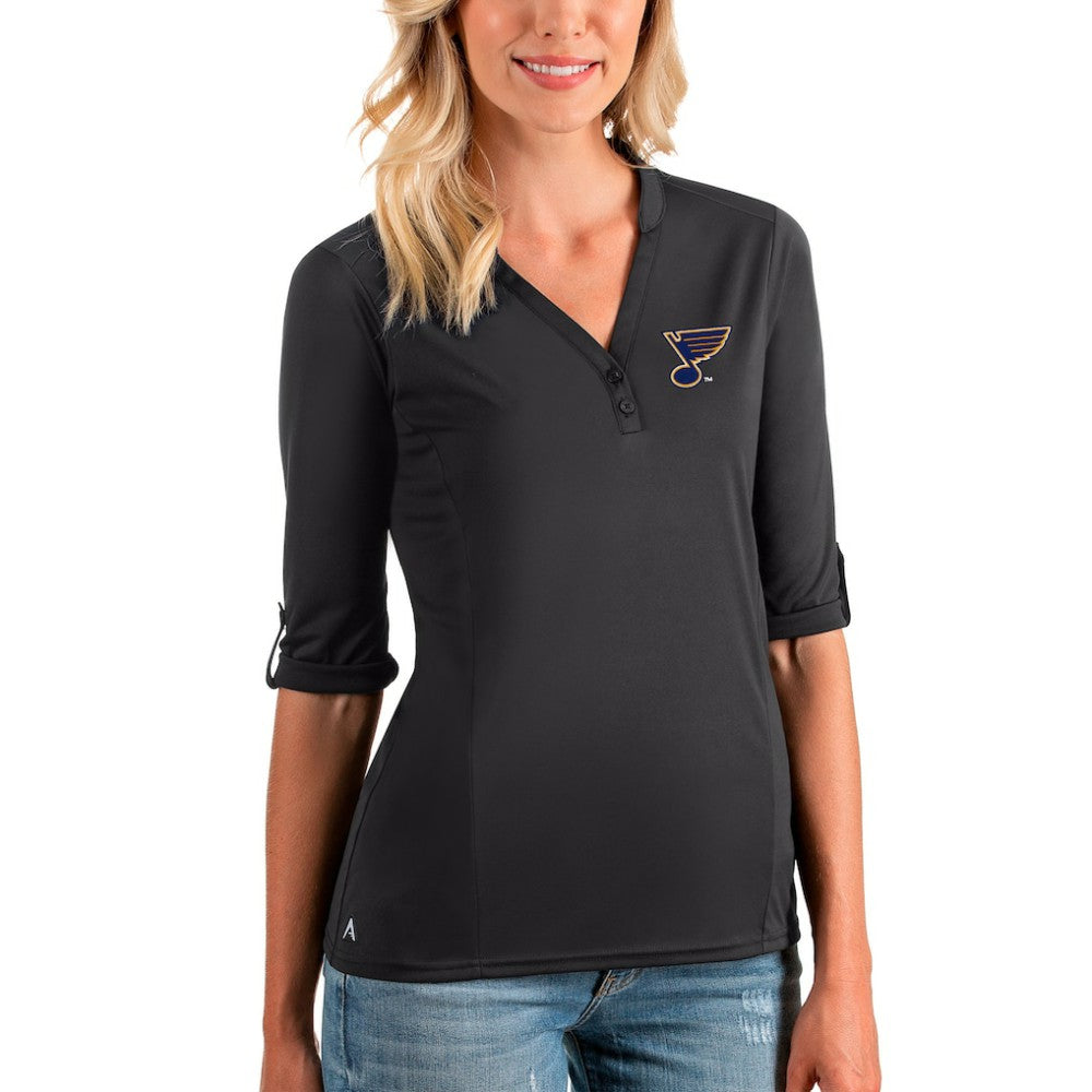 St. Louis Blues Antigua Women's Accolade 3/4 Sleeve V-Neck Top - Charcoal | US 3886020