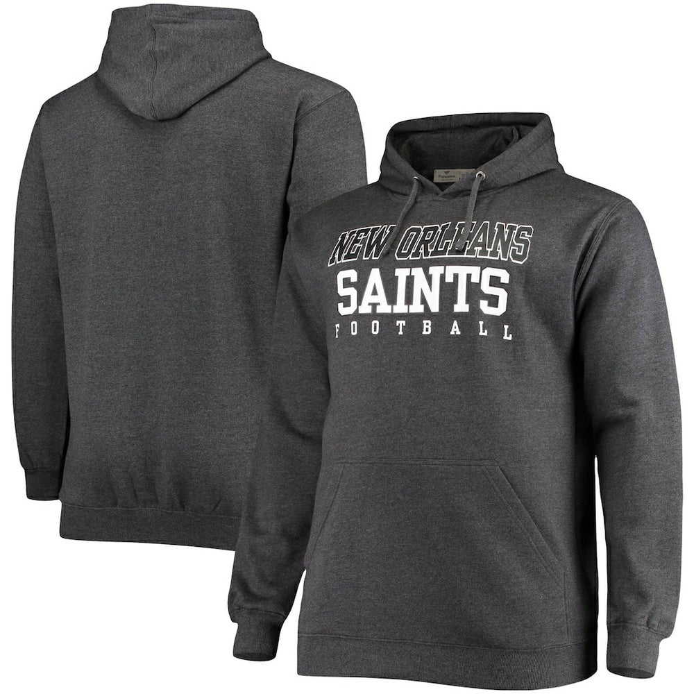 New Orleans Saints Big & Tall Practice Pullover Hoodie - Heathered Charcoal Hoodies