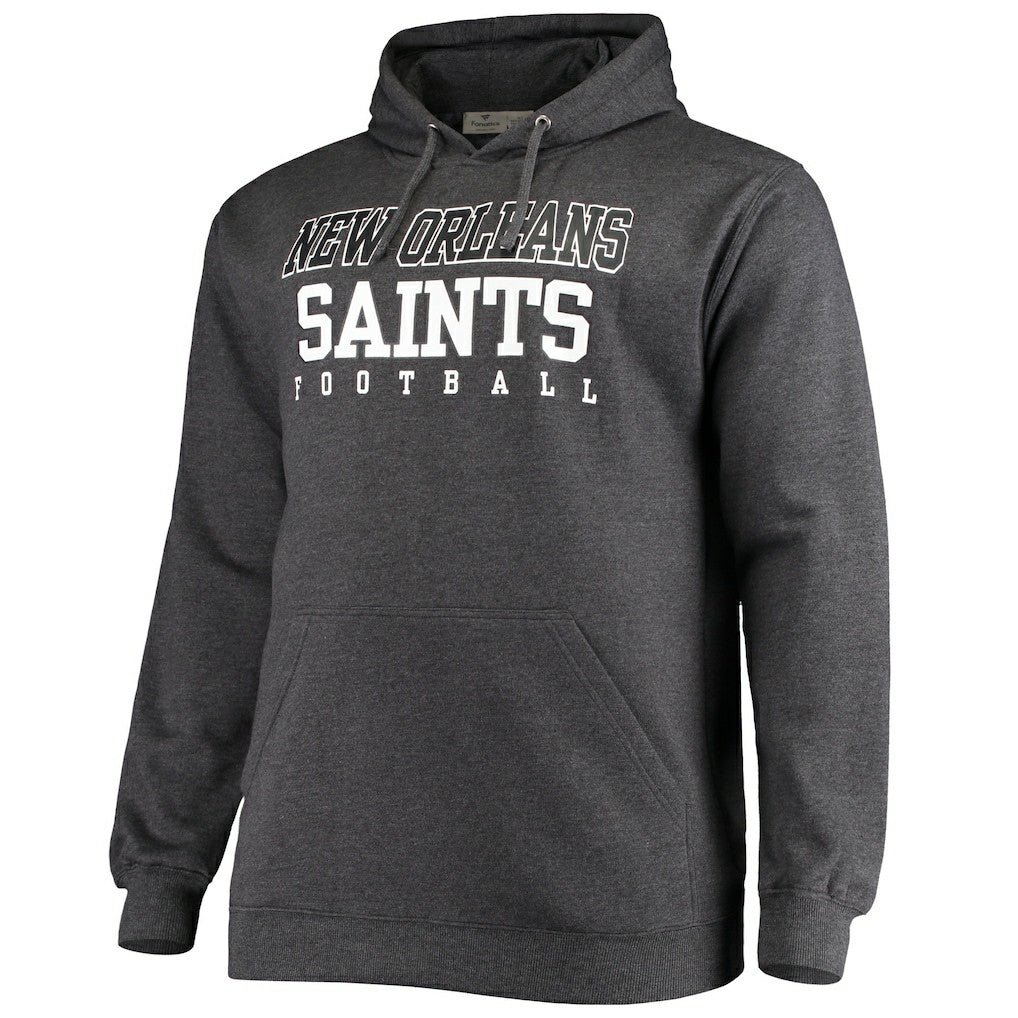 New Orleans Saints Big & Tall Practice Pullover Hoodie - Heathered Charcoal Hoodies