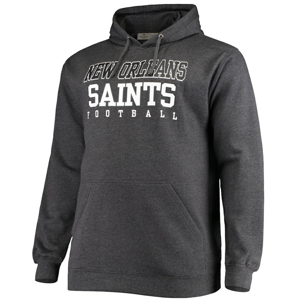 New Orleans Saints Big & Tall Practice Pullover Hoodie - Heathered Charcoal Hoodies