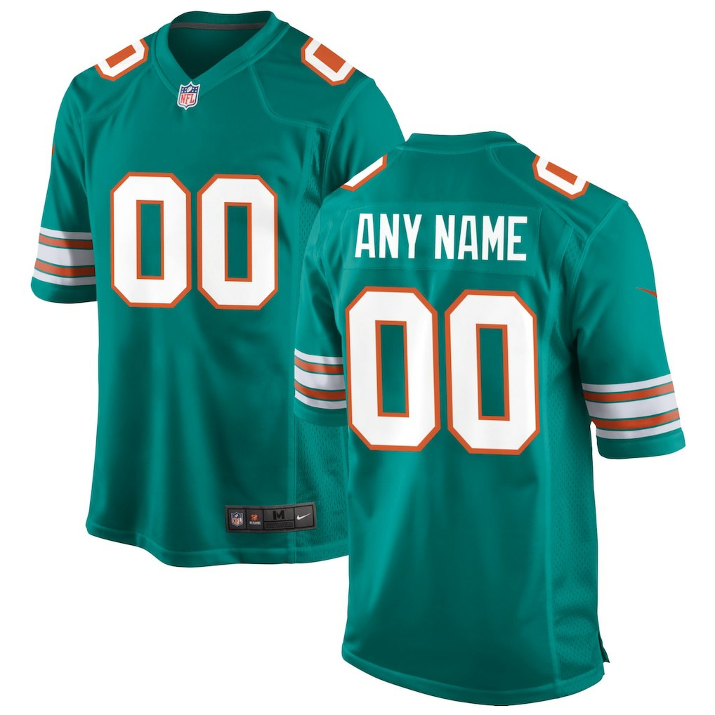 Miami Dolphins Alternate Custom Game Jersey - Aqua Jerseys