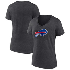 Buffalo Bills Women's Primary Team Logo V-Neck T-Shirt - Charcoal T-shirts
