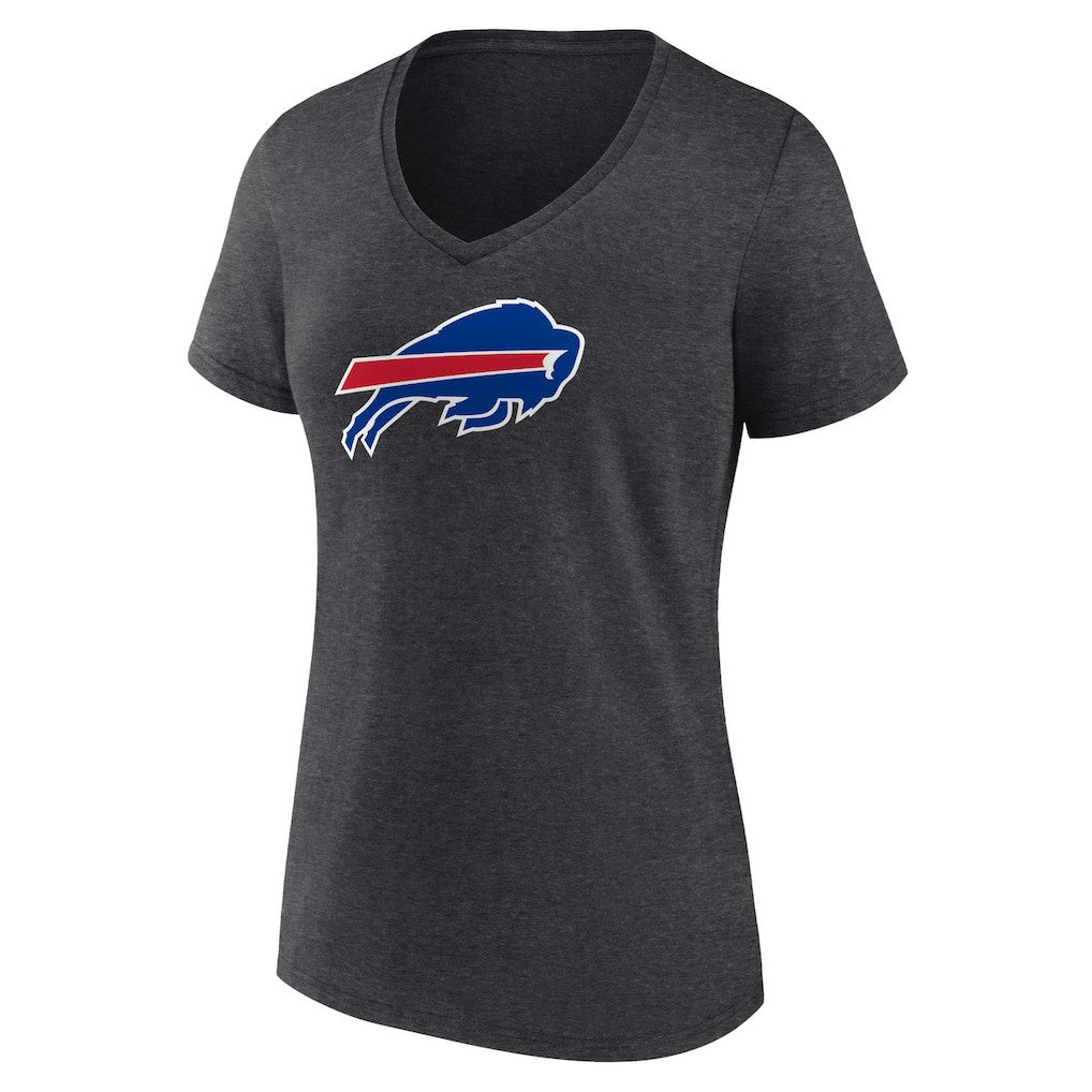 Buffalo Bills Women's Primary Team Logo V-Neck T-Shirt - Charcoal T-shirts