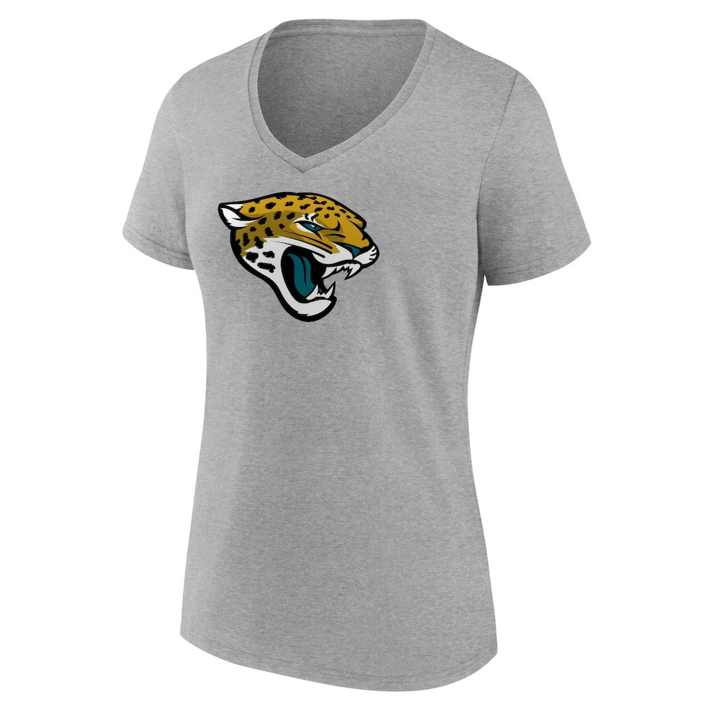 Jacksonville Jaguars Women's Primary Team Logo V-Neck T-Shirt - Heather Gray T-shirts
