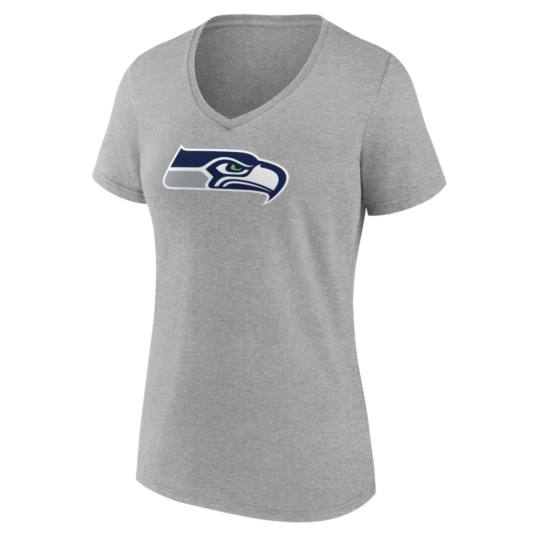 Seattle Seahawks Women's Primary Team Logo V-Neck T-Shirt - Heather Gray T-shirts