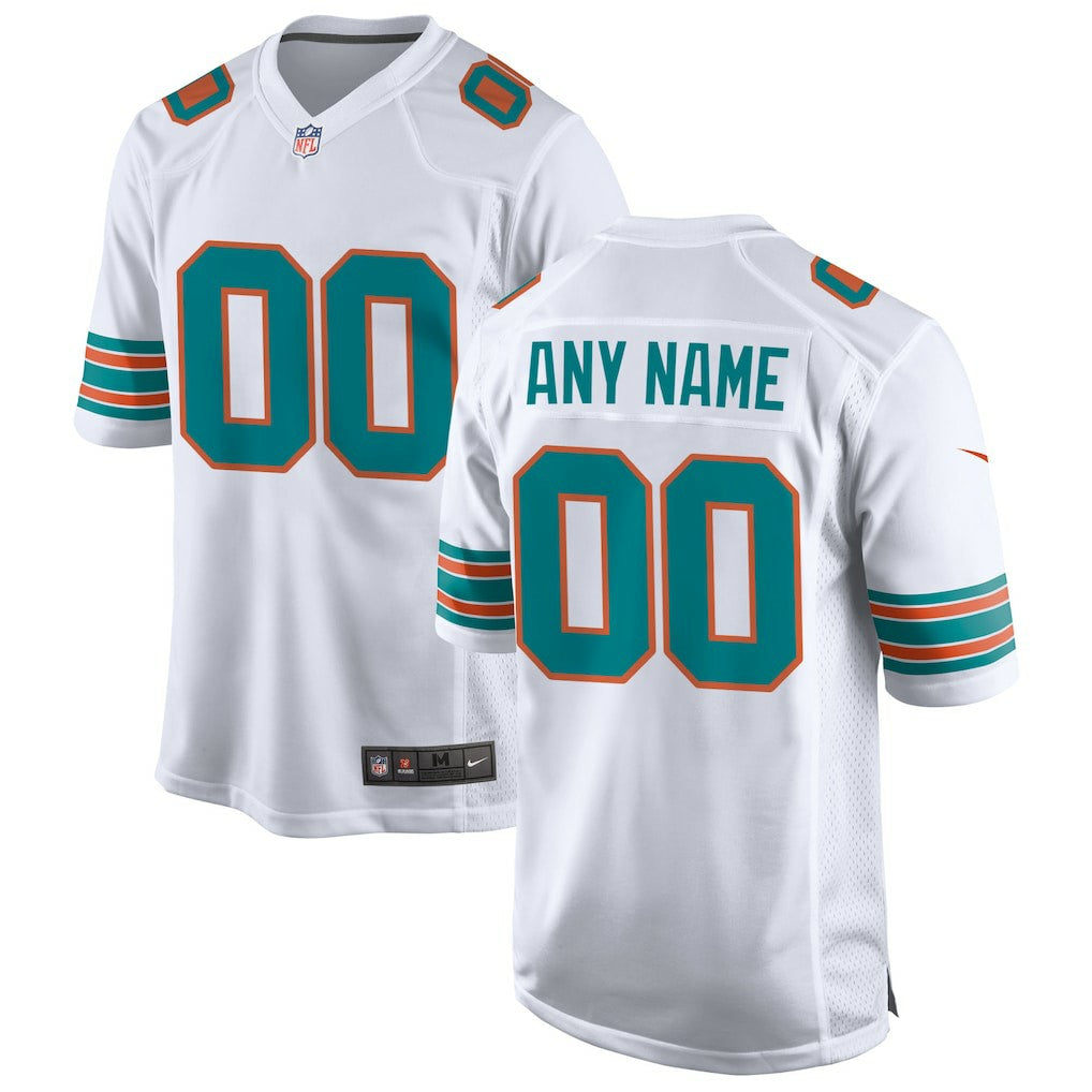 Miami Dolphins Alternate Custom Game Jersey - White Jerseys