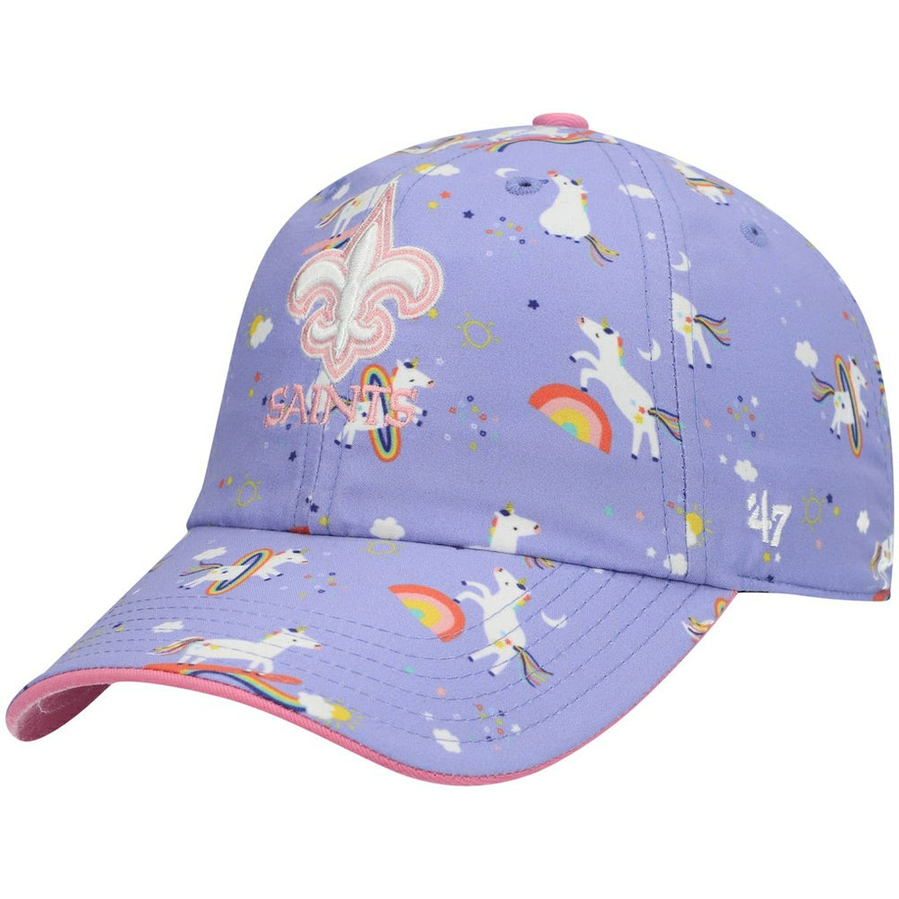 New Orleans Saints '47 Girls Preschool Unicorn Clean Up Adjustable Hat - Purple Hats