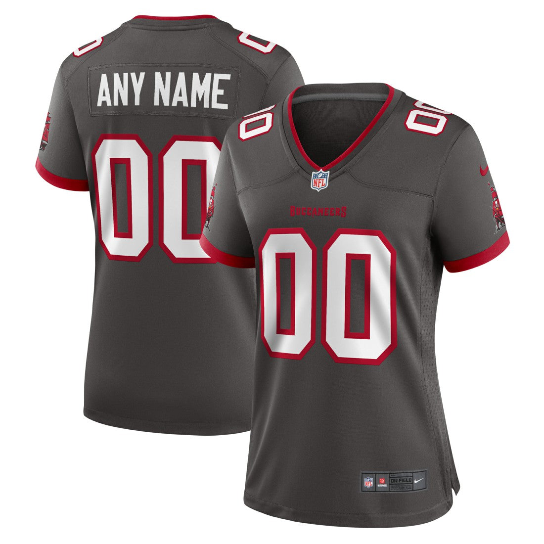 Tampa Bay Buccaneers Women's Alternate Custom Game Jersey - Pewter Jerseys