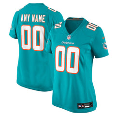 Miami Dolphins Women's Custom Game Jersey - Aqua Jerseys