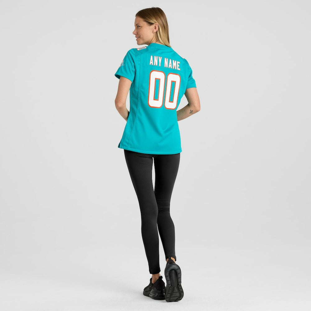 Miami Dolphins Women's Custom Game Jersey - Aqua Jerseys