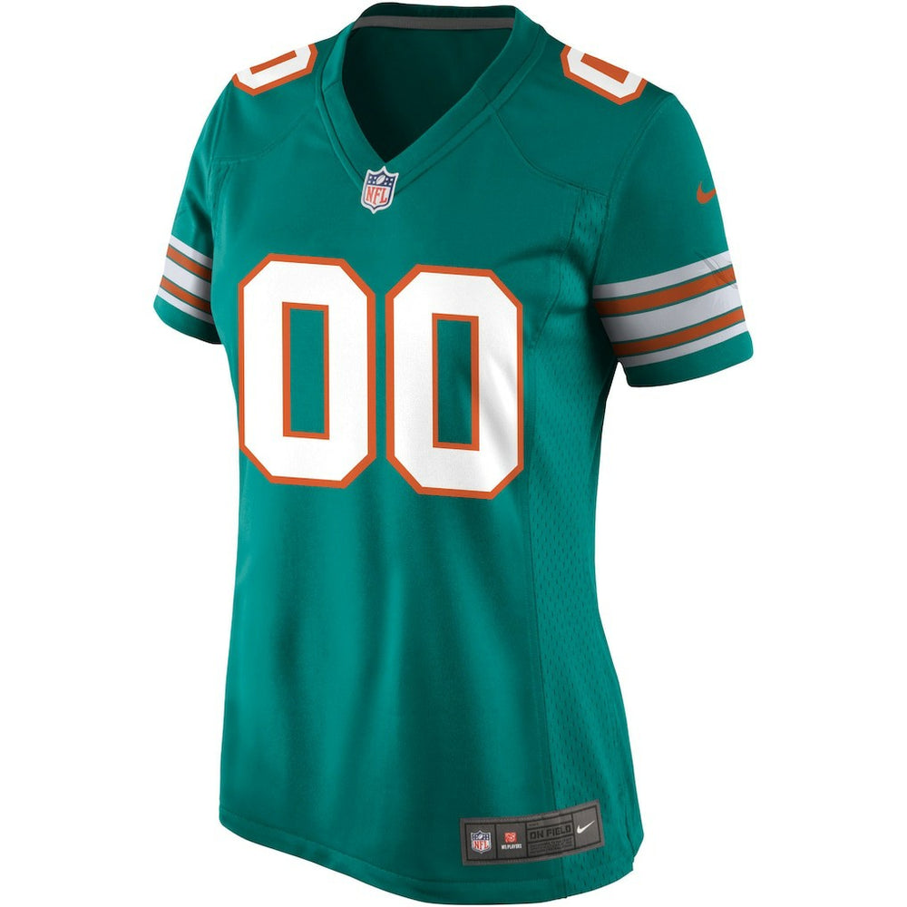 Miami Dolphins Women's Alternate Custom Game Jersey - Aqua Jerseys