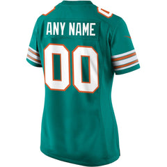 Miami Dolphins Women's Alternate Custom Game Jersey - Aqua Jerseys