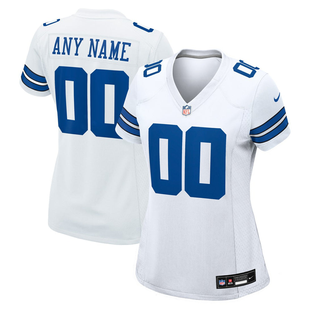 Dallas Cowboys Women's Custom Game Jersey - White Jerseys
