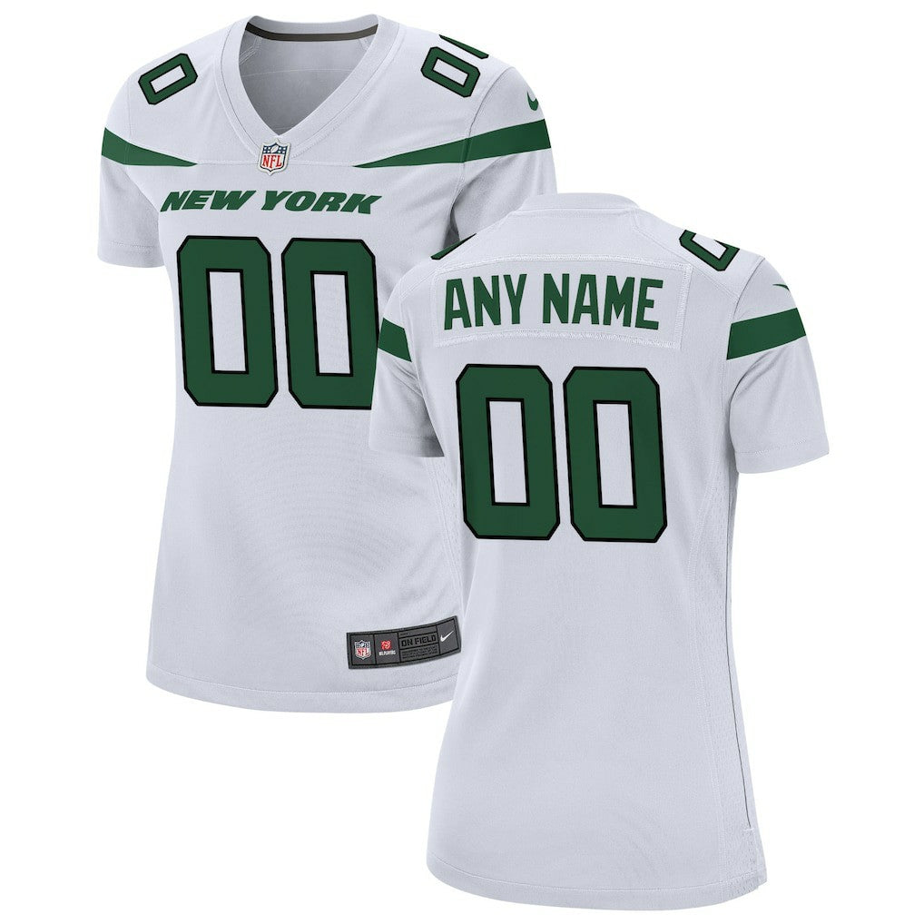 New York Jets Women's Custom Game Jersey - White Jerseys