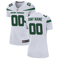 New York Jets Women's Custom Game Jersey - White Jerseys