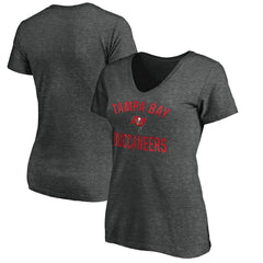 Tampa Bay Buccaneers Women's Victory Arch V-Neck T-Shirt - Heathered Gray T-shirts