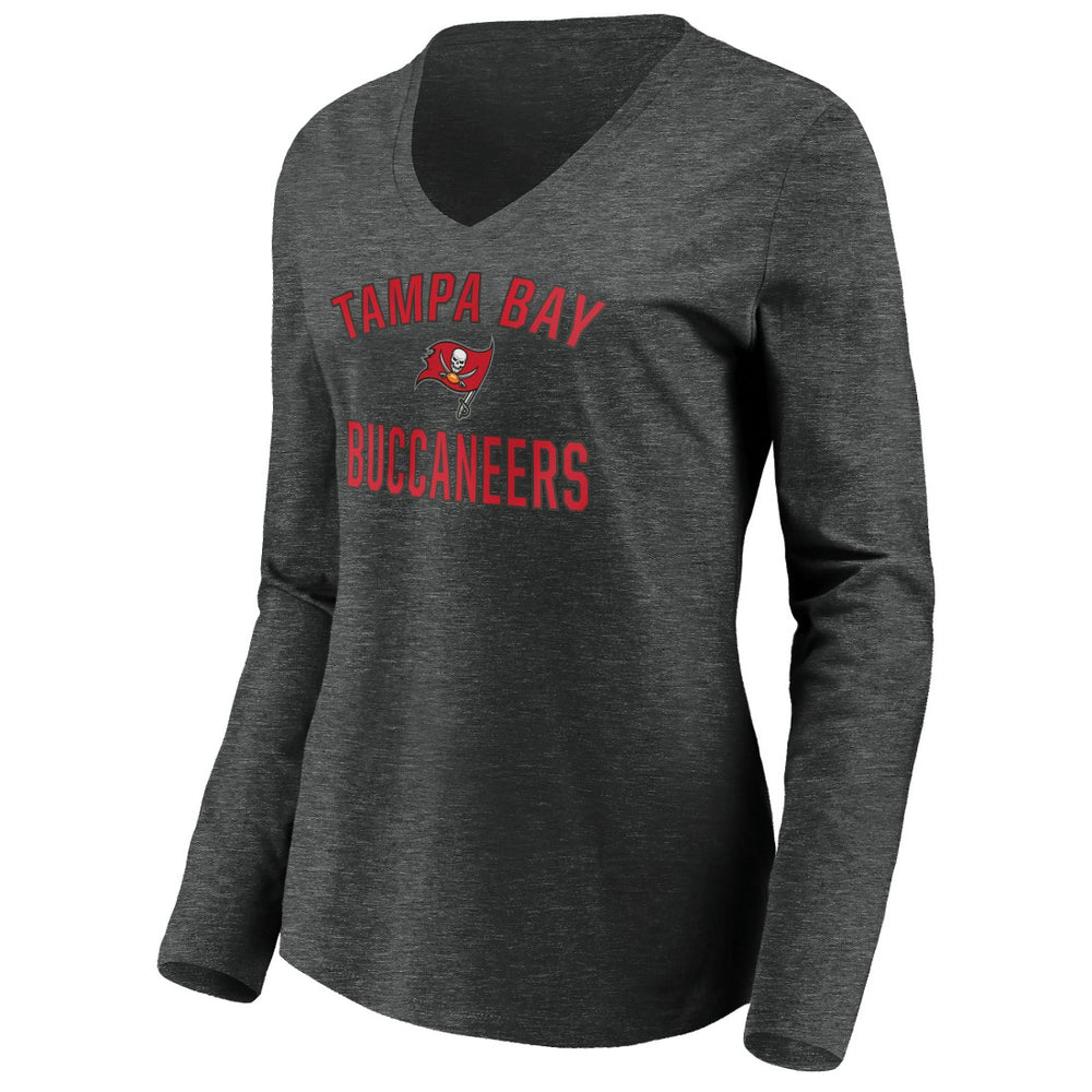 Tampa Bay Buccaneers Women's Victory Arch Long Sleeve V-Neck T-Shirt - Heather Gray T-shirts