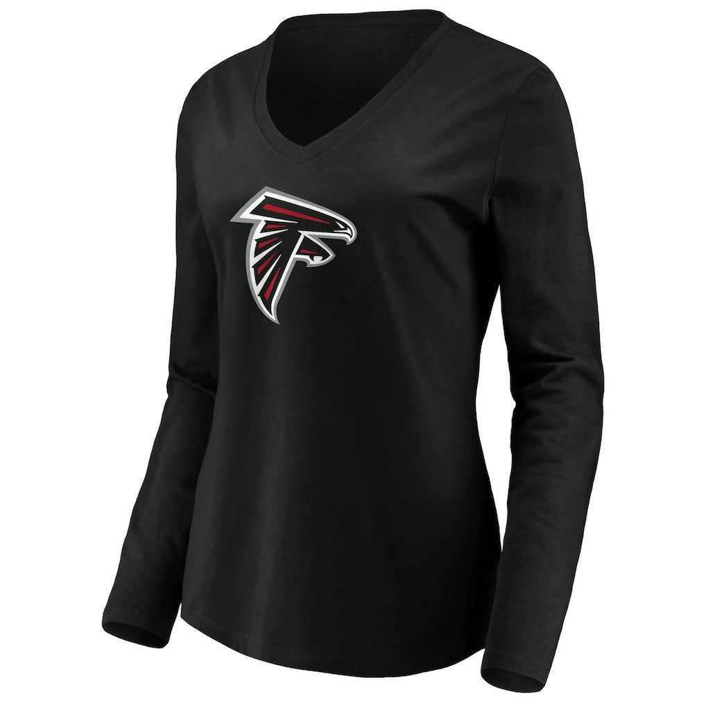 Atlanta Falcons Women's Primary Logo Long Sleeve T-Shirt - Black T-shirts