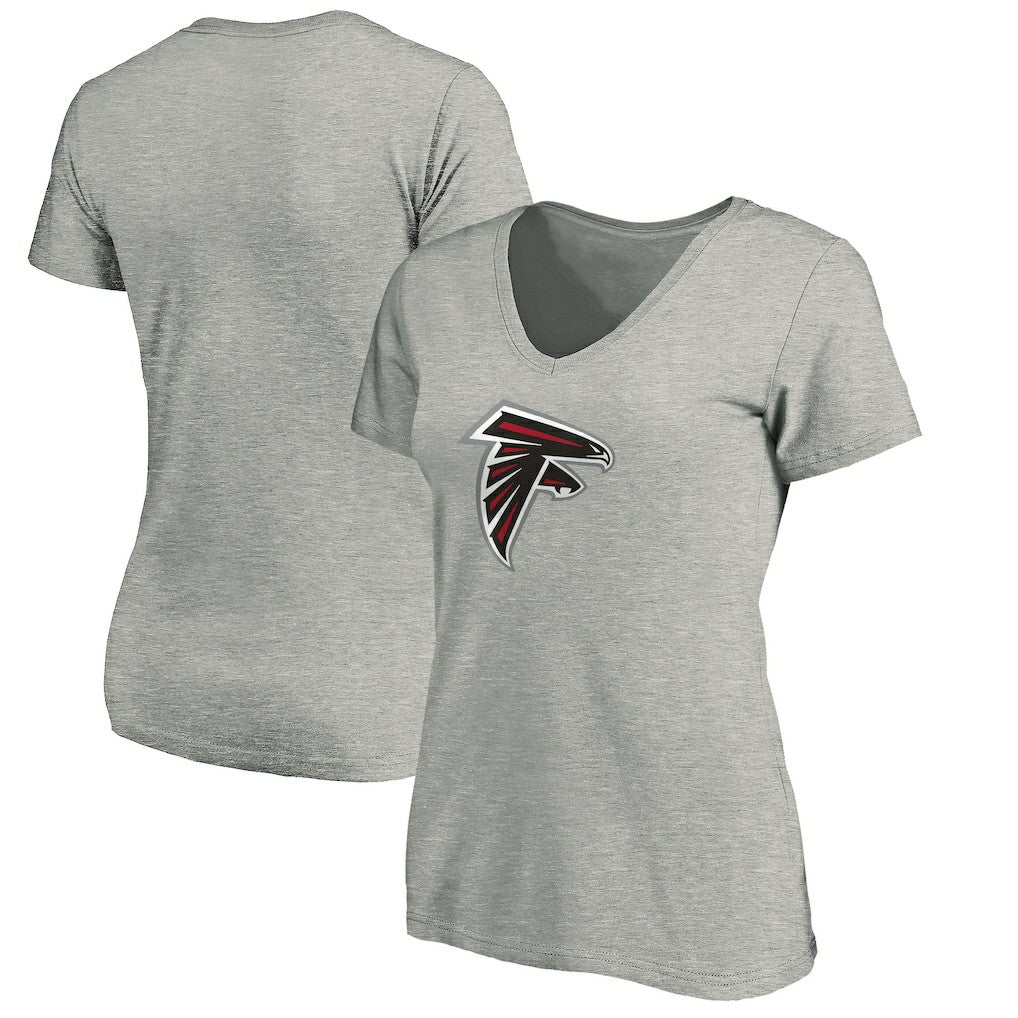 Atlanta Falcons Women's Primary Logo V-Neck T-Shirt - Heather Gray T-shirts