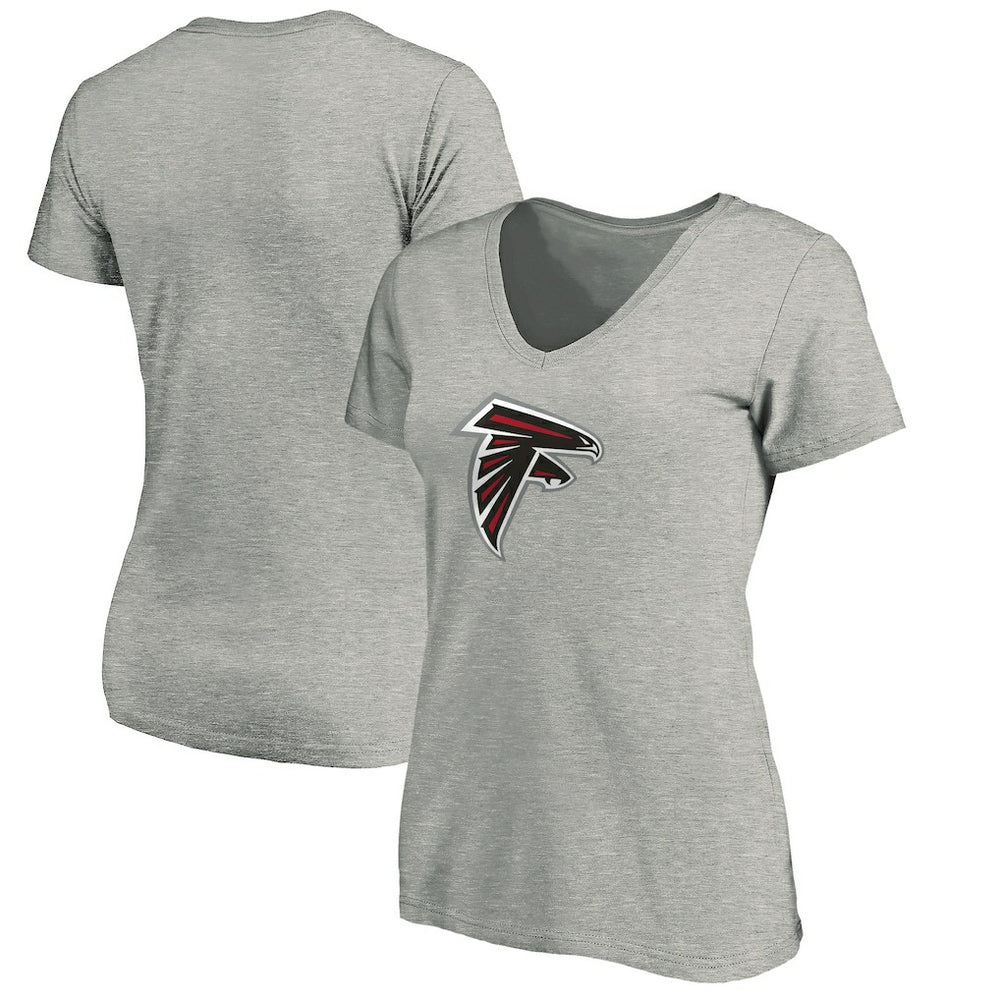 Atlanta Falcons Women's Primary Logo V-Neck T-Shirt - Heather Gray T-shirts