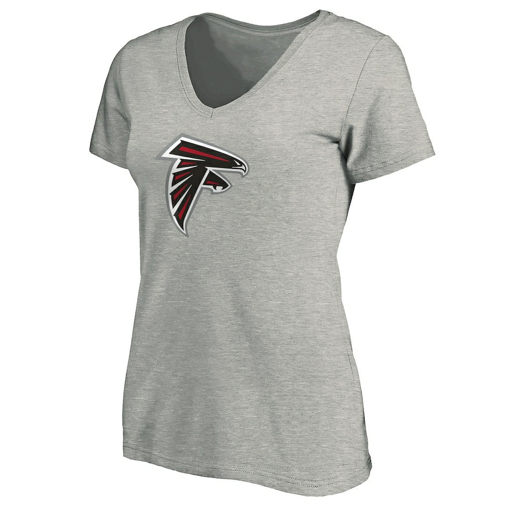 Atlanta Falcons Women's Primary Logo V-Neck T-Shirt - Heather Gray T-shirts