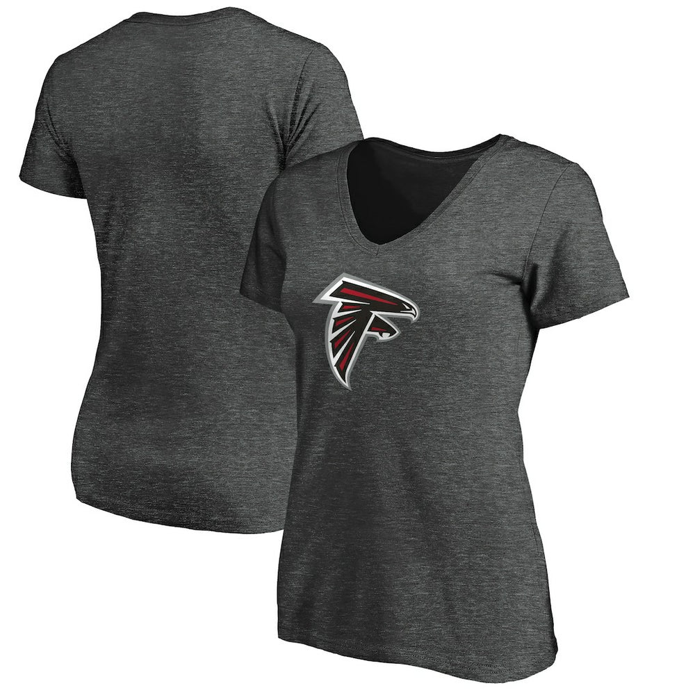 Atlanta Falcons Women's Primary Logo V-Neck T-Shirt - Heather Gray T-shirts