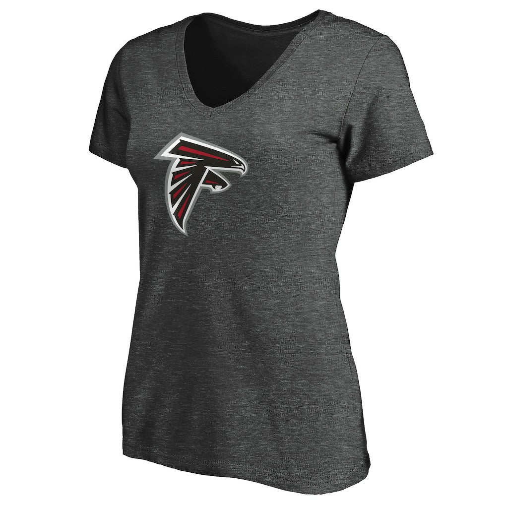 Atlanta Falcons Women's Primary Logo V-Neck T-Shirt - Heather Gray T-shirts