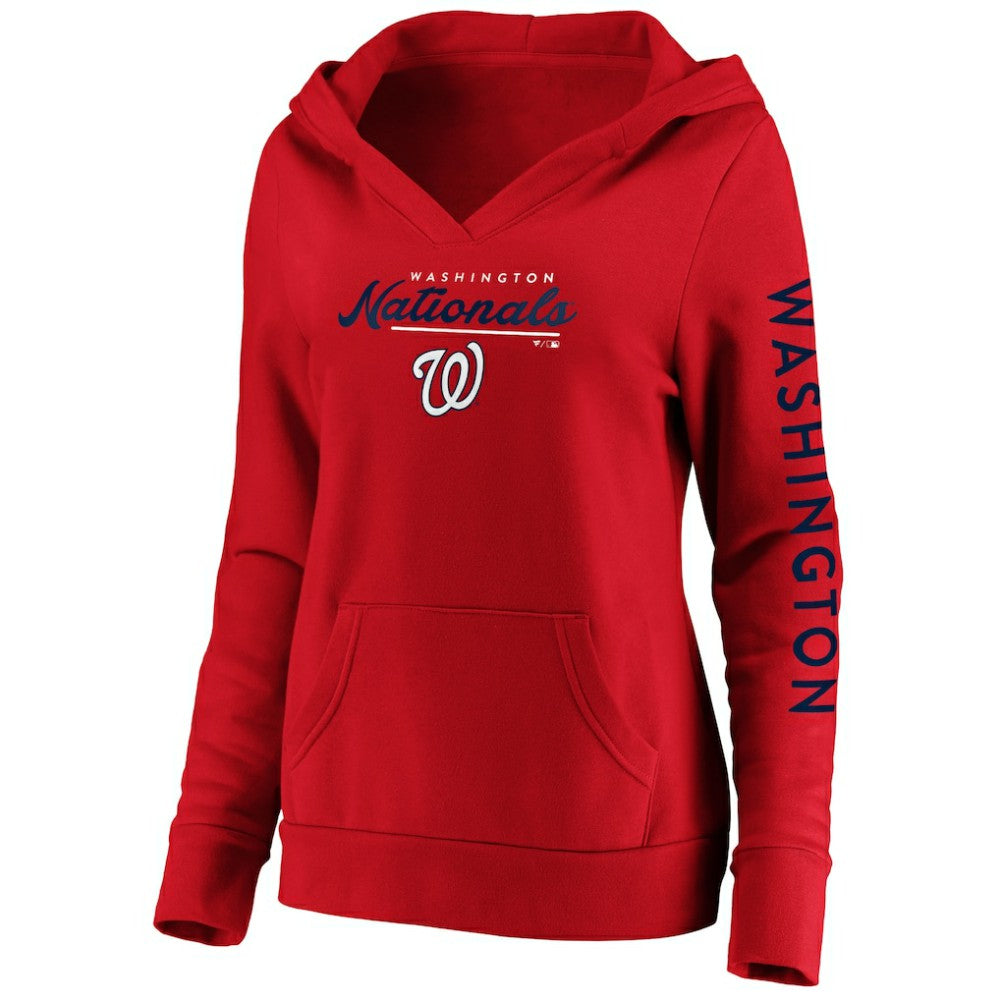 Washington Nationals Fanatics Women's Core High Class Crossover Pullover Hoodie - Red Hoodies