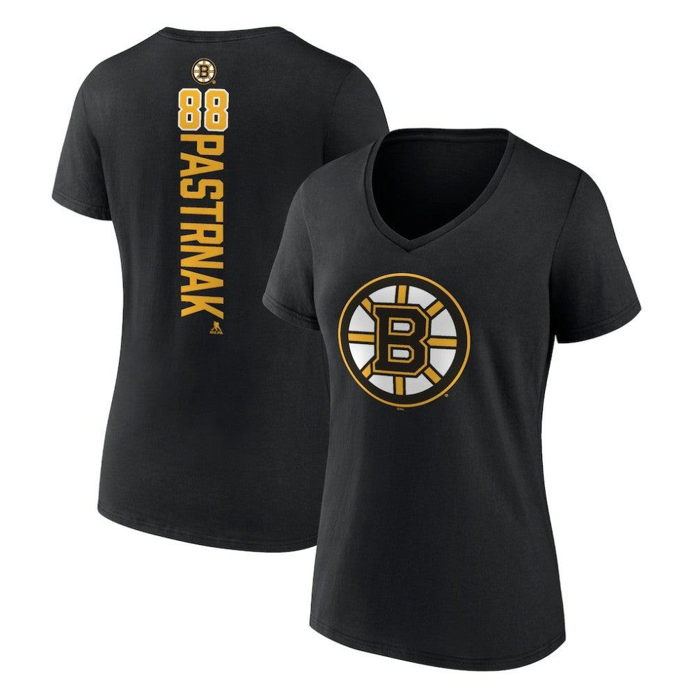 David Pastrnak Boston Bruins Women's Playmaker V-Neck T-Shirt - Black | US 3908183