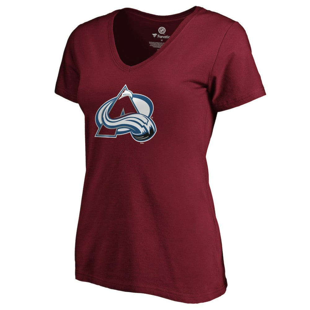 Nathan MacKinnon Colorado Avalanche Women's Playmaker V-Neck T-Shirt - Garnet | US 3908194
