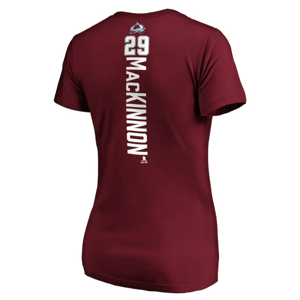 Nathan MacKinnon Colorado Avalanche Women's Playmaker V-Neck T-Shirt - Garnet | US 3908194