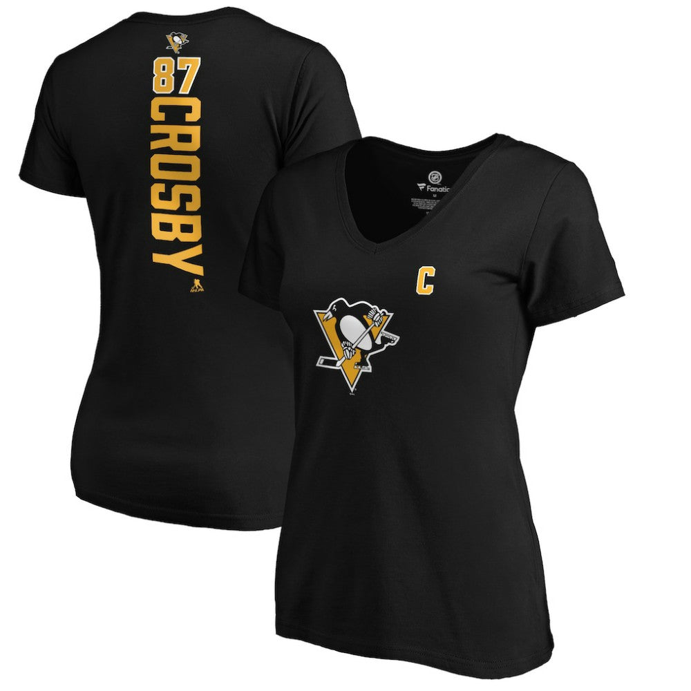 Sidney Crosby Pittsburgh Penguins Women's Playmaker V-Neck T-Shirt - Black | US 3908215