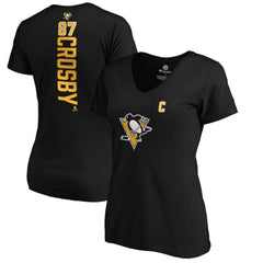 Sidney Crosby Pittsburgh Penguins Women's Playmaker V-Neck T-Shirt - Black | US 3908215