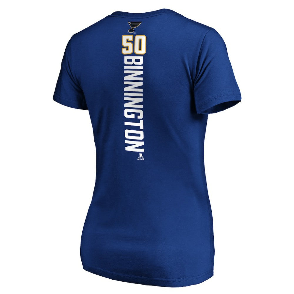 Jordan Binnington St. Louis Blues Women's Playmaker V-Neck T-Shirt - Royal | US 3908222