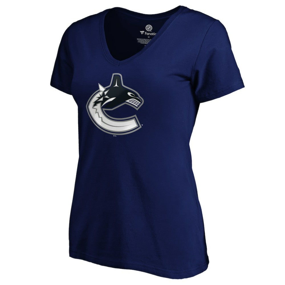 Elias Pettersson Vancouver Canucks Women's Playmaker V-Neck T-Shirt - Royal | US 3908228