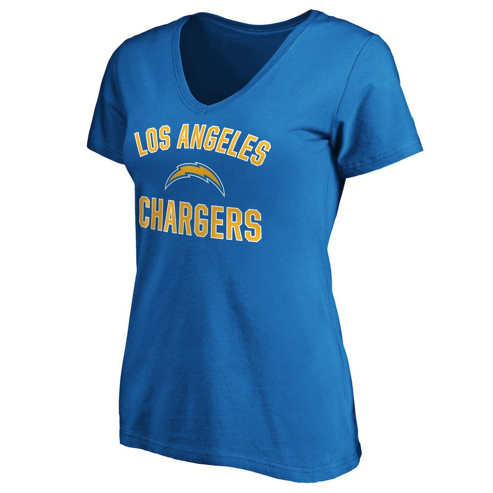Los Angeles Chargers Women's Victory Arch V-Neck T-Shirt - Blue T-shirts