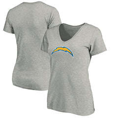 Los Angeles Chargers Women's Primary Logo V-Neck T-Shirt - Heather Gray T-shirts